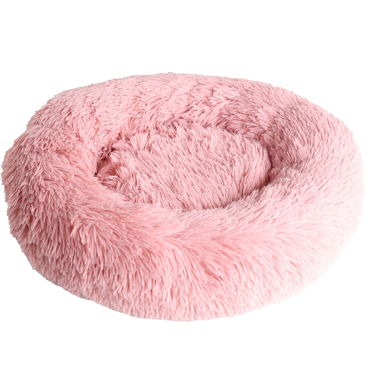 Donut Cozy Hundeseng Lyserød 60 cm - blød seng til mellemstore hunde